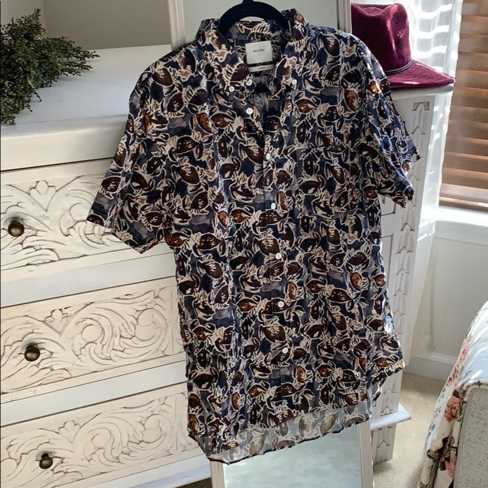 Billy Reid Blue Crab Button Down Shirt